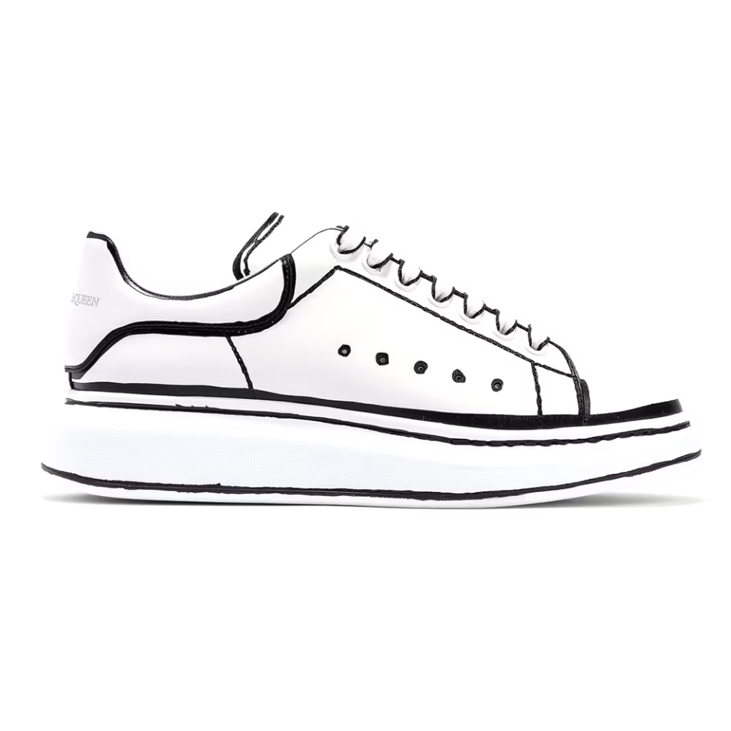 Sale! Alexander Mcqueen Oversized – White Black Outline
