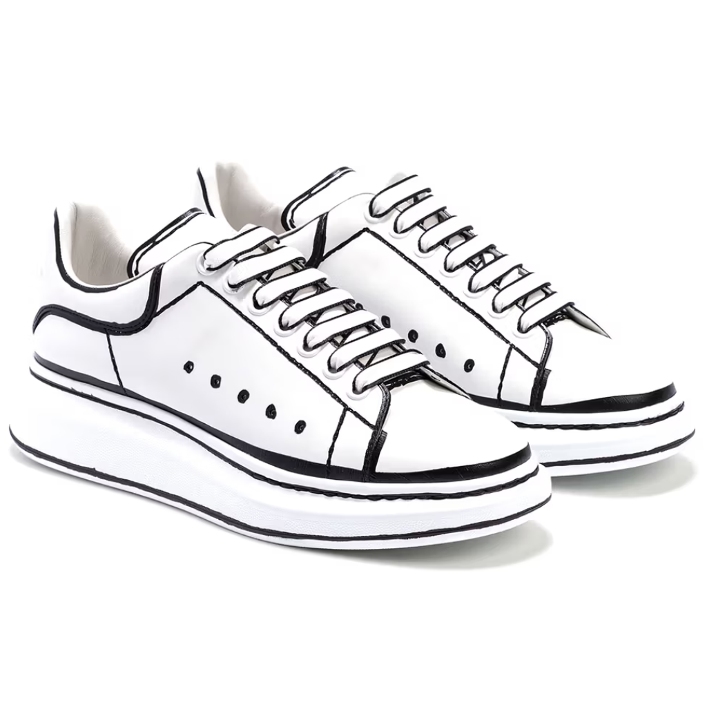 Sale! Alexander Mcqueen Oversized – White Black Outline